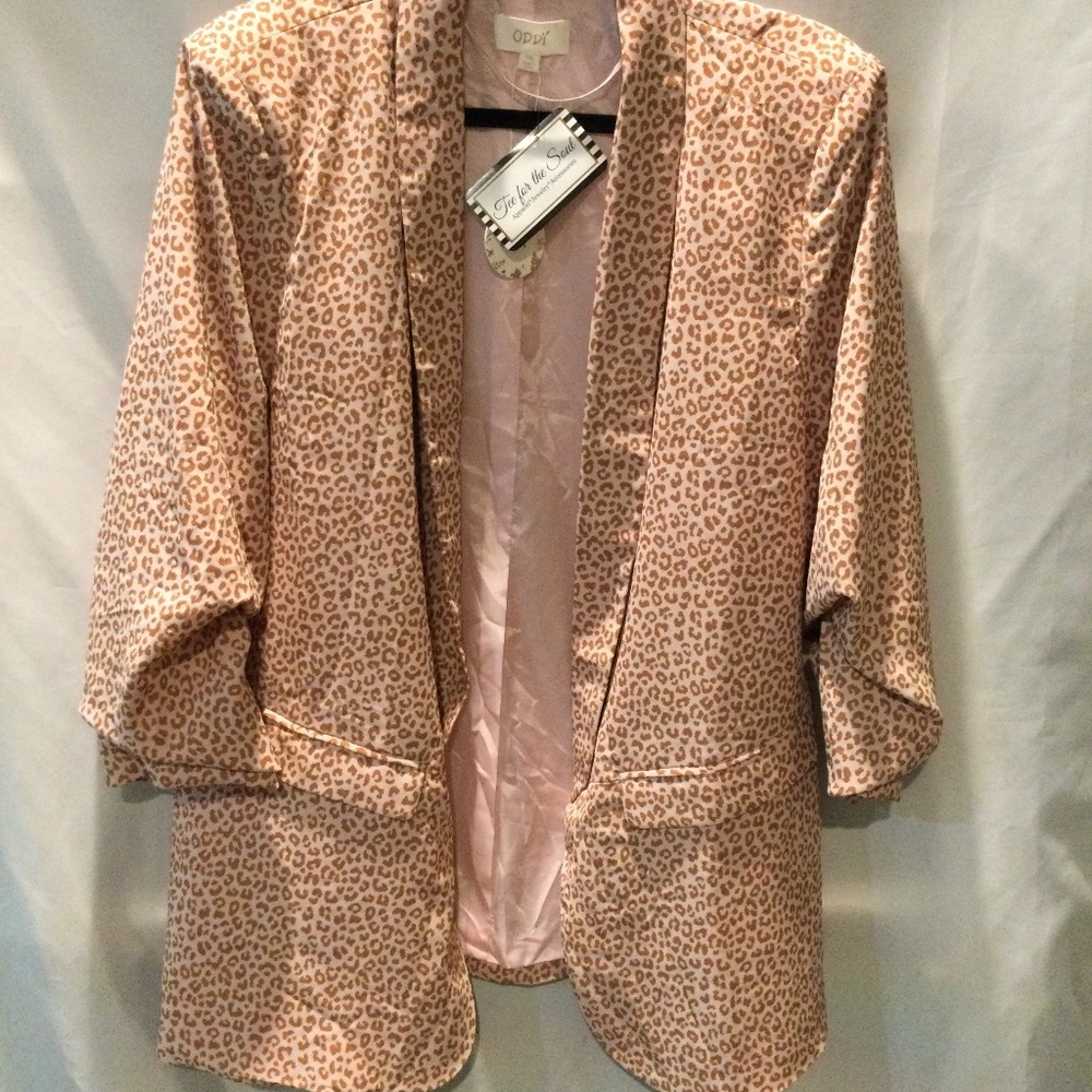 NWT ODDY PINK/BROWN LEOPARD BLAZER